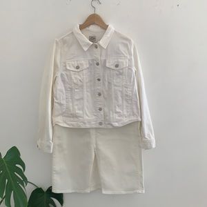 J. Crew White denim skirt set.